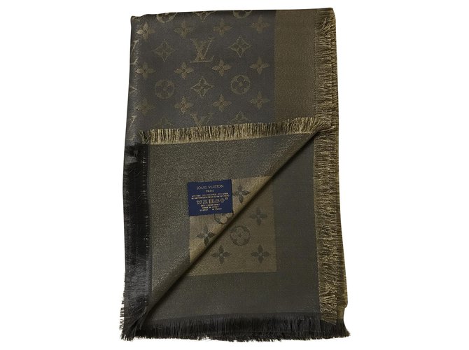 Scialle Louis Vuitton Shine marrone Brown Silk Polyester Wool Viscose  ref.218053