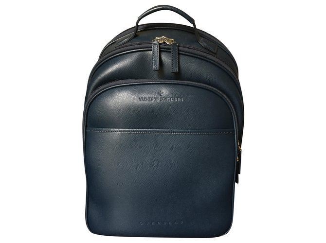 Montblanc leather backpack Navy blue  ref.218061