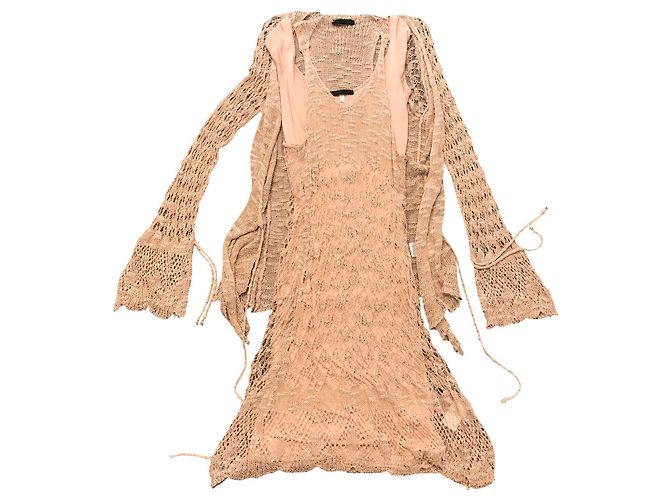 Pinko Strickkleid und Cardigan Set Nude