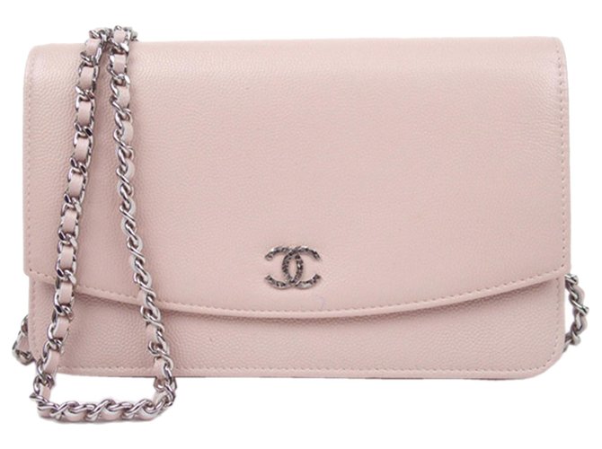 Chanel Pink Caviar Wallet on Chain Leather  ref.217757