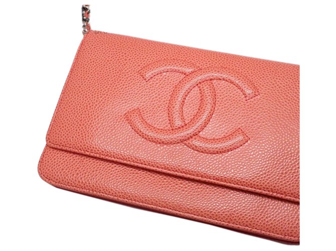 Chanel Orange CC Caviar Wallet on Chain Leather ref.217771 - Joli Closet