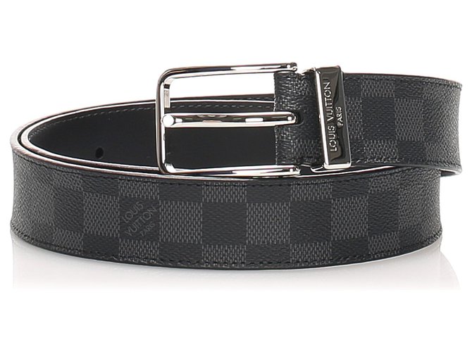Louis Vuitton Black Damier Graphite Pont Neuf Belt Grey Cloth Metal ref ...