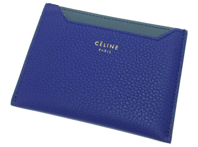 Céline Porta carte di credito in pelle blu Celine Vitello simile a un vitello  ref.217823