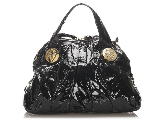 Bolsa de couro envernizado Gucci preta para histeria Preto  ref.217836