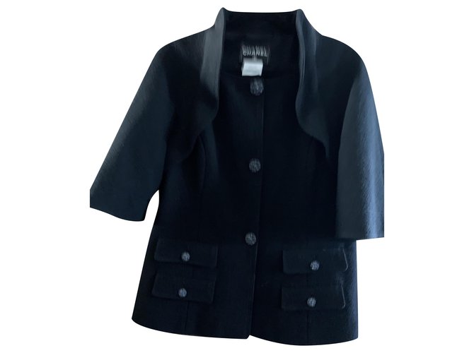 Giacca Chanel in tweed di lana Parigi-Dubai 2015 Collezione Cruise Nero  ref.218116