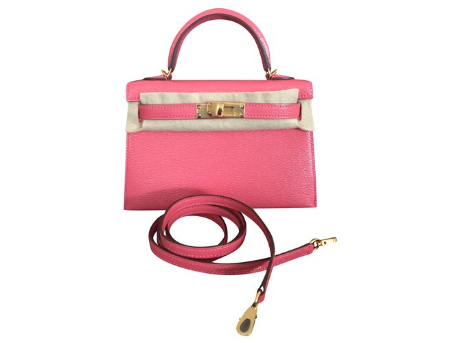 Hermès Hermes Mini Kelly Rosa Couro  ref.218141