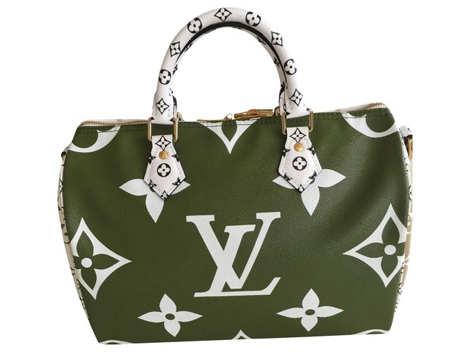 Louis+Vuitton+Speedy+Top+Handle+Bag+30+Green+Leather for sale online