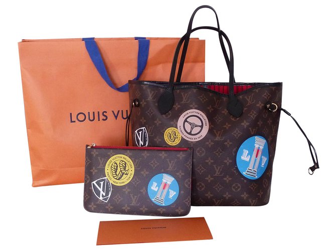 LOUIS VUITTON Neverfull World Tour limited edition bag Multiple colors Cloth  ref.218180