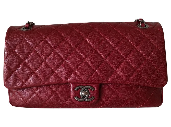 Timeless Chanel Handbags Dark red Lambskin  ref.218242
