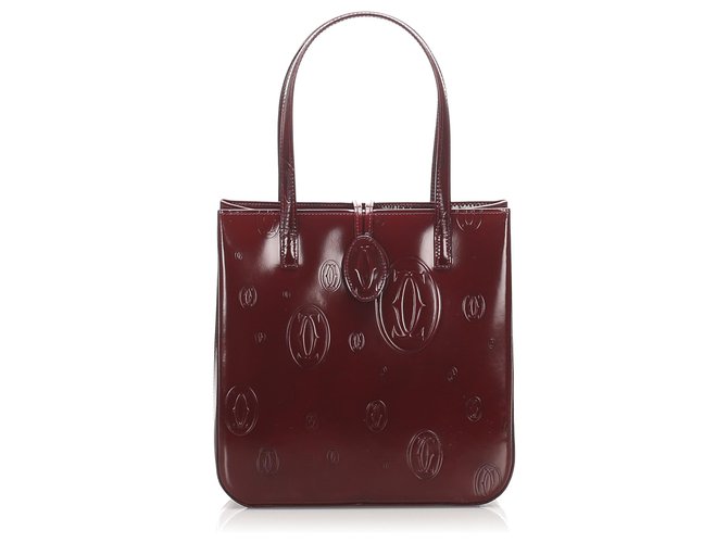 Cartier Red Happy Birthday Patent Leather Handbag Dark red  ref.218261