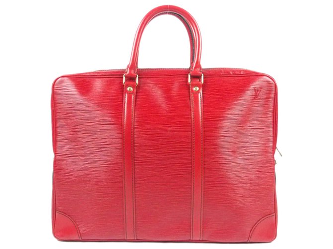 Louis Vuitton Red Epi Porte-Dokumente Reise Rot Leder  ref.218376