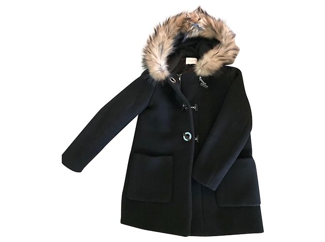 Sandro Lucka Wool Coat Black