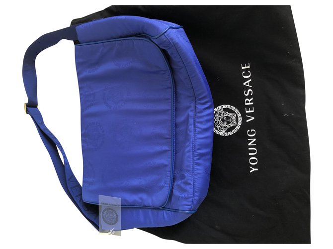 Versace Junge Tasche Blau Tuch  ref.218541