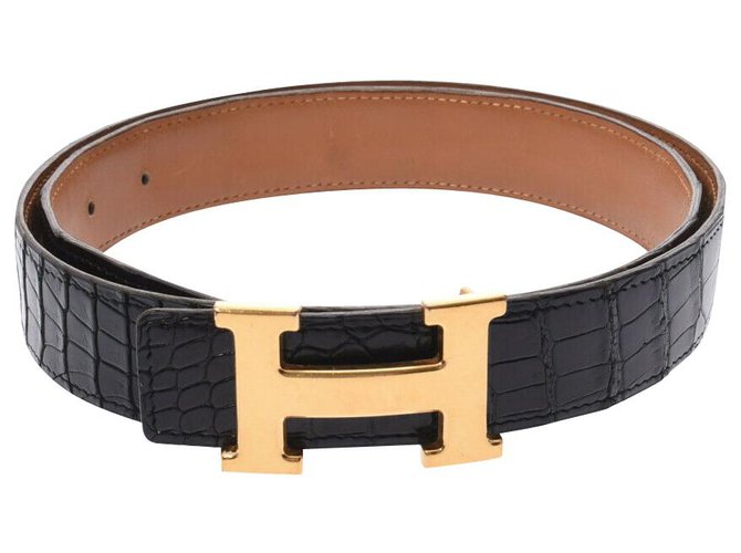 Hermès Cintura di Hermes Nero Pelle  ref.218572