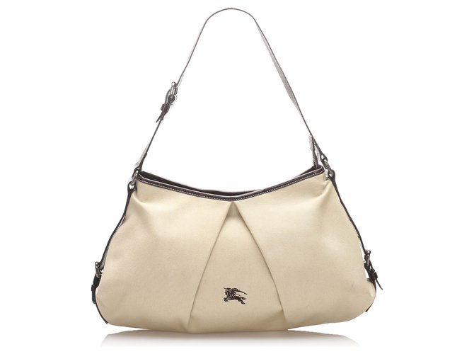 Burberry Brown Canvas Tote Bag Beige Leather Cloth Pony-style calfskin Cloth  ref.218674