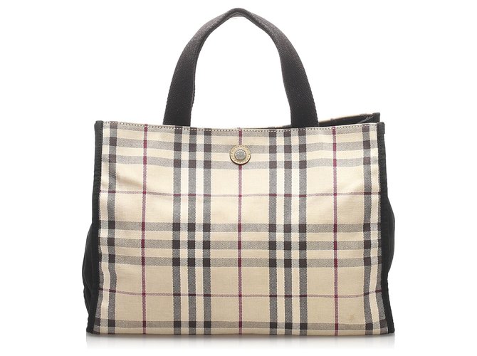 Burberry Brown House Check Canvas Handbag Multiple colors Beige Cloth Cloth  ref.218707