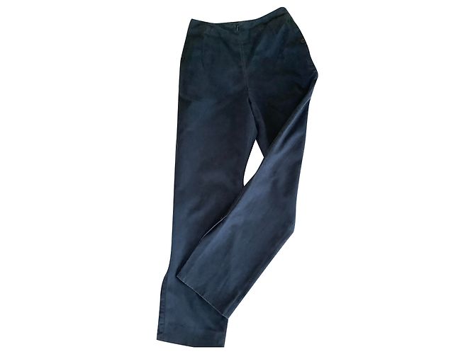 Pantalones rectos de algodón azul marino Hermès
