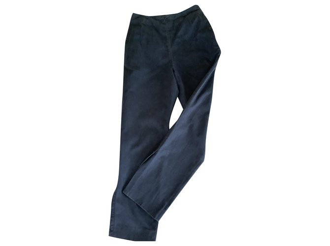 Pantaloni di tela Hermès Blu navy Cotone  ref.218716