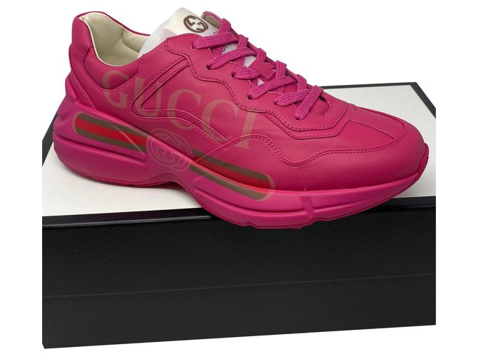 GUCCI Sneakers Rhyton in pelle NUOVE Rosa  ref.218737