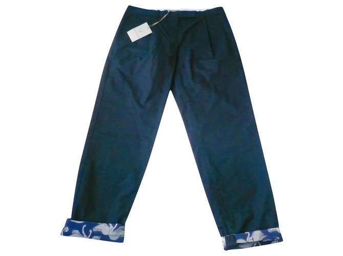 PAUL & JOE SISTER Pantaloni in cotone blu scuro T36 nuova etichetta Blu navy  ref.218760