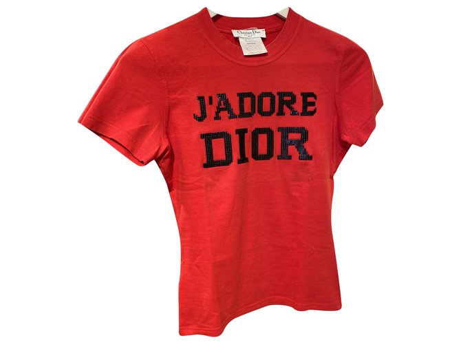 Dior Tops Negro Roja Algodón  ref.218769