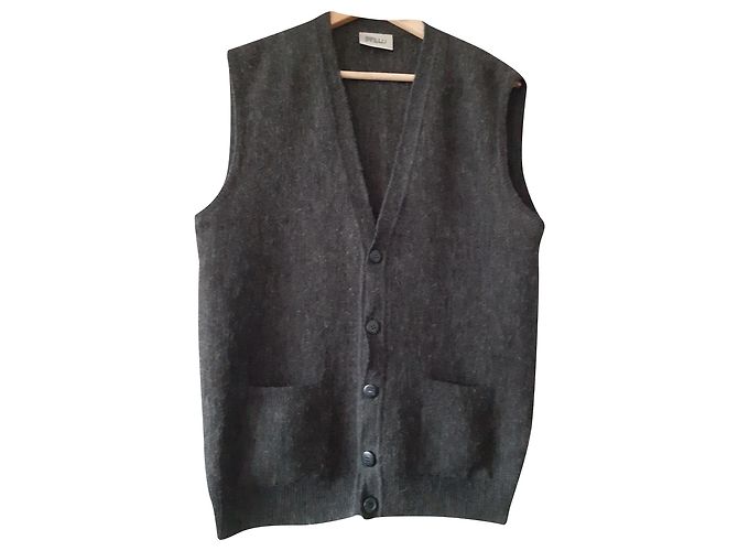 Autre Marque Strickjacke aus Schurwolle und Alpaka Grau