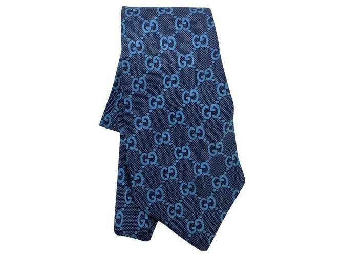 Gucci Cravatte Blu Seta  ref.218836