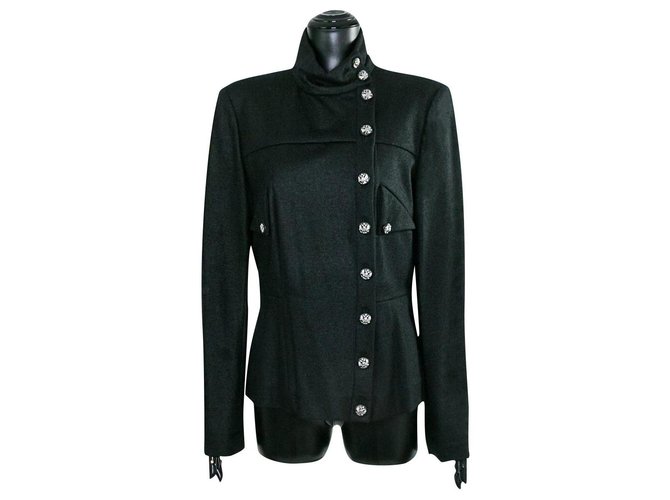 Chanel difícil de encontrar chaqueta Paris-Moscú Negro Lana  ref.218953