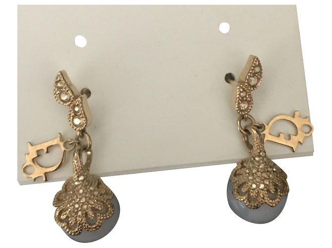 Dior Earrings Blue Gold hardware Metal  ref.219038
