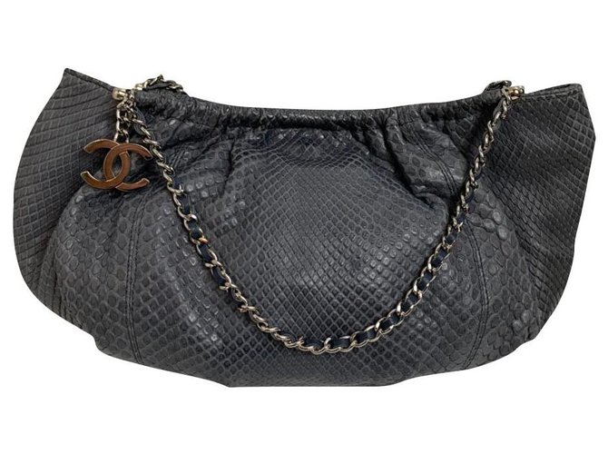 Chanel Grey Leather Python  ref.219161