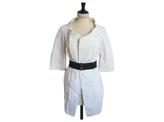 MARNI Elegante y minimalista abrigo blanco de verano T38 Italia Algodón Poliamida  ref.219195