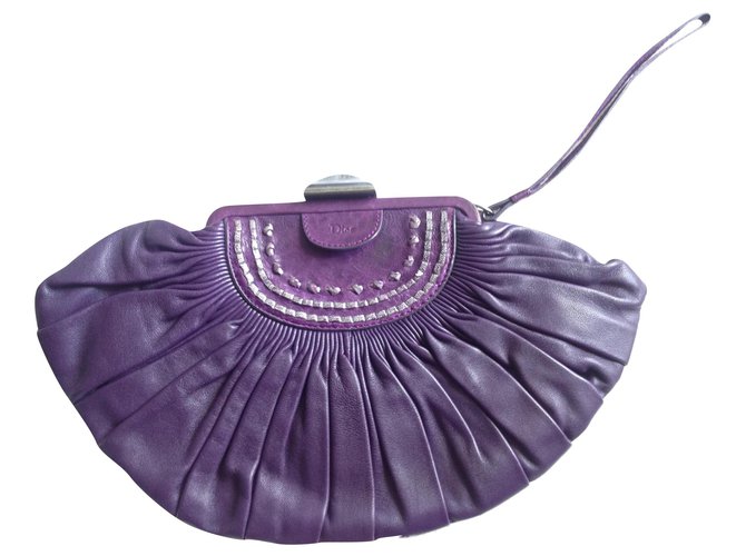 Christian Dior Clutch bags Purple Lambskin  ref.219212