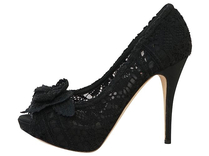 Talons Guess Ouverts Dentelle Noir/beige - Taille 10 US - Portés Une Seule Fois - Modèle WGWILLS2