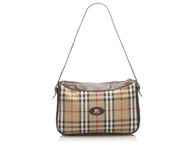 Burberry Brown House Check Canvas Crossbody Bag Multiple colors Beige Leather Cloth Pony-style calfskin Cloth  ref.219290