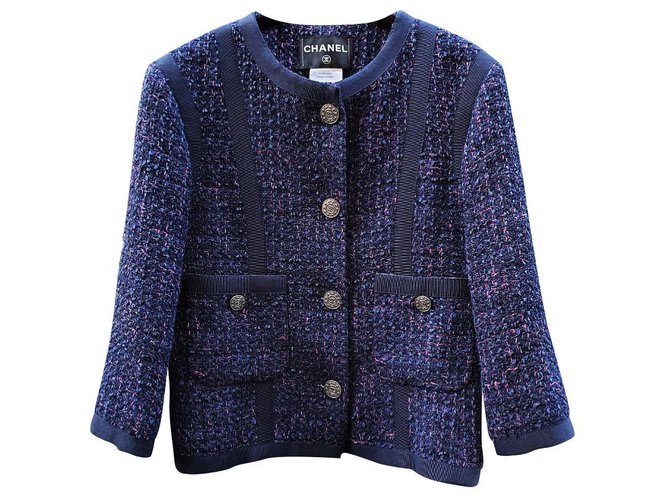 Chanel 5Veste en tweed et denim K $ Multicolore  ref.219342