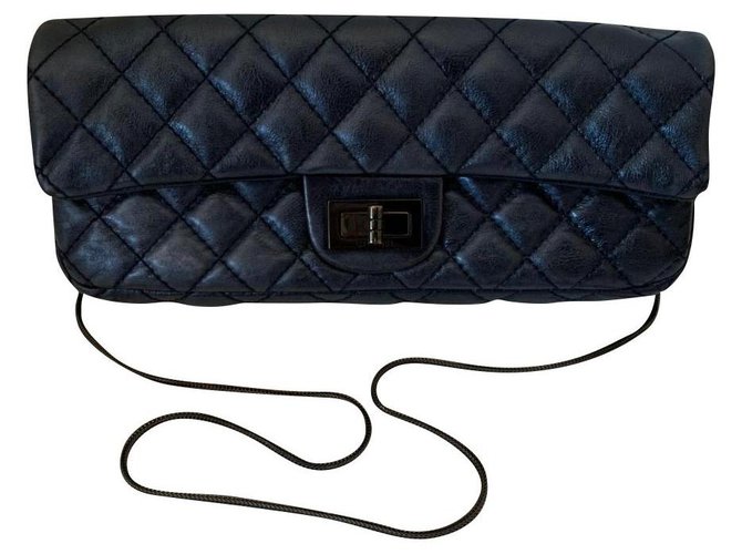 2.55 Chanel Blue Leather  ref.219367