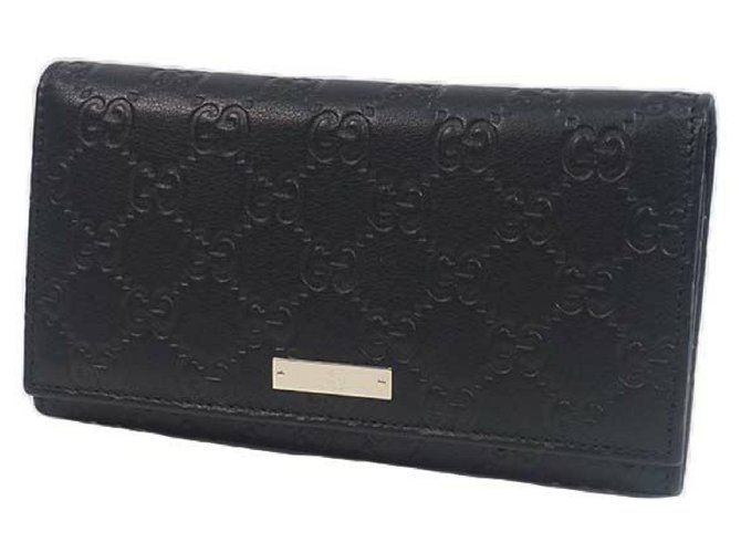 Gucci Gefaltete lange Brieftasche GG Ssima Damen lange Brieftasche 24494 schwarz Leder  ref.219399