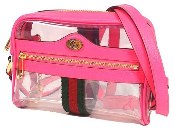 Bolsa de ombro feminina Gucci Ophidia ombro transparente 517350 luz rosa Couro  ref.219403