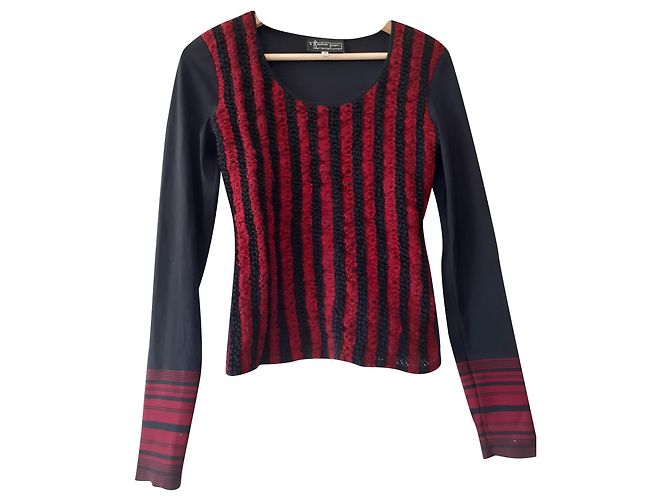 Autre Marque Top Nathalie Boy Nero Rosso Scuro Lana