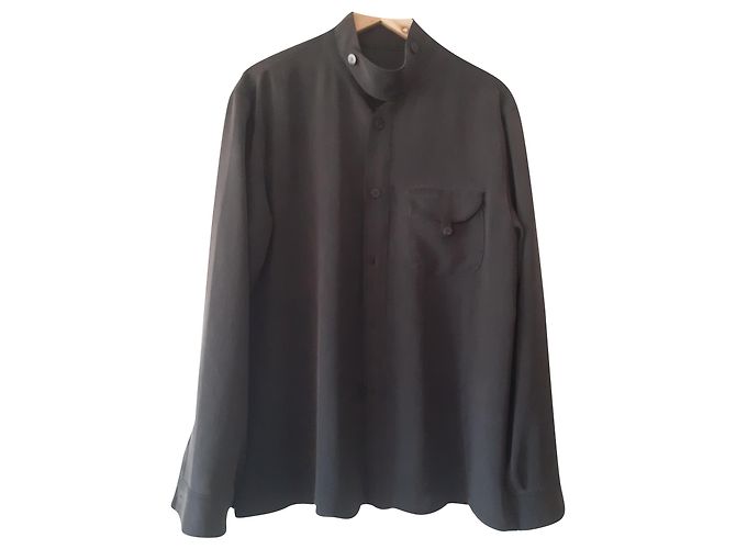 Giorgio Armani Hemd Grau Polyester Rayon