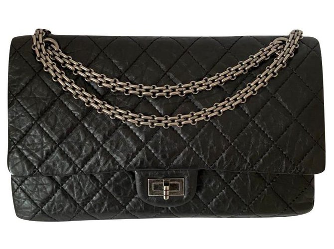 2.55 Chanel Black Leather  ref.219519