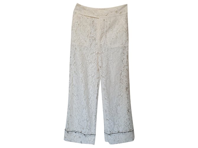 Ganni Un pantalon, leggings Coton Viscose Polyamide Blanc  ref.219573