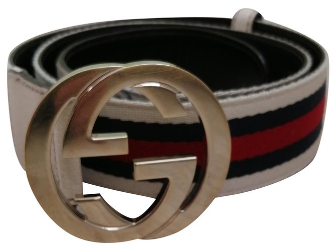 white and silver gucci belt