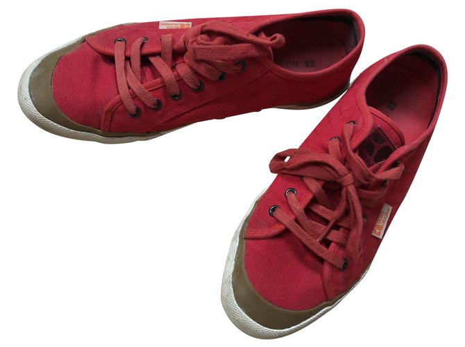 Sneakers Hugo Boss in tessuto rosso arancio Marrone Bianco Pelle Biancheria Di gomma  ref.219607