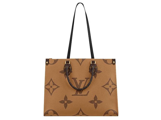 Sac à main Louis Vuitton Monogram Giant Onthego MM Marron Cuir
