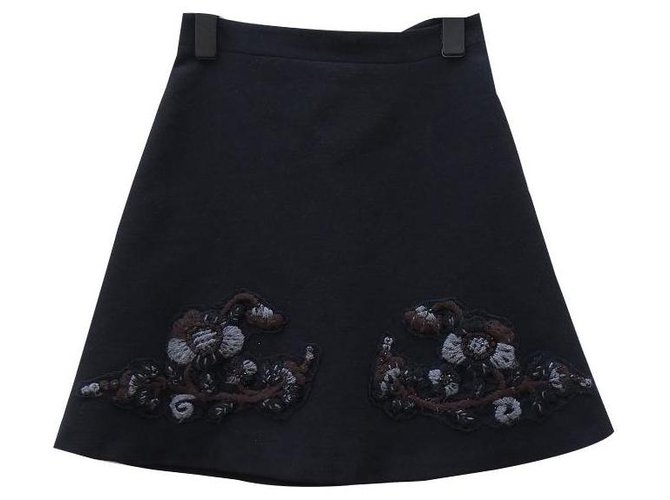 Miu Miu Skirts Black Wool Polyamide  ref.219792