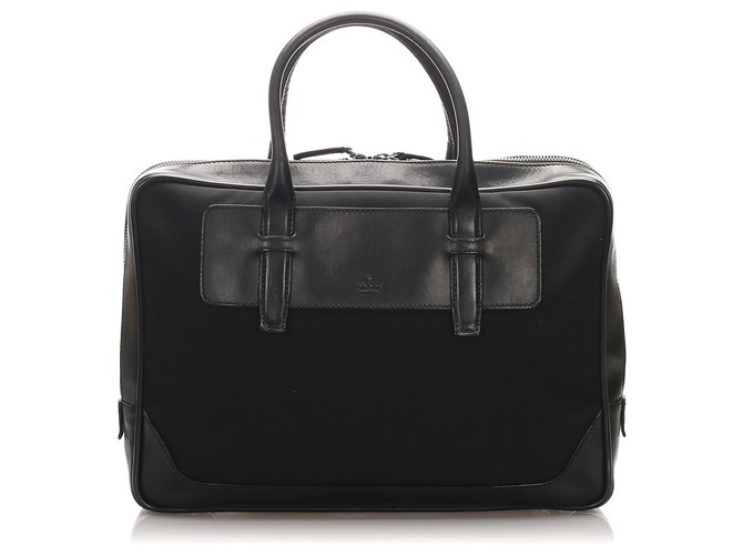 Gucci Business-Tasche aus schwarzem Nylon Leder Kalbähnliches Kalb Tuch  ref.219805