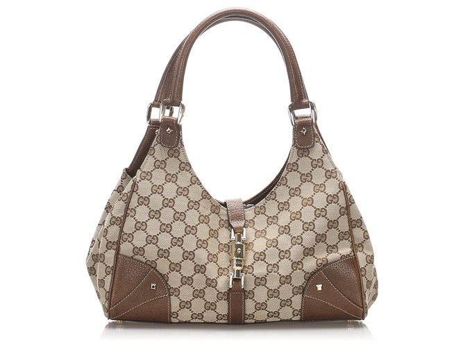 Gucci GG Canvas Nailhead Jackie Shoulder Bag (SHG-32595) – LuxeDH