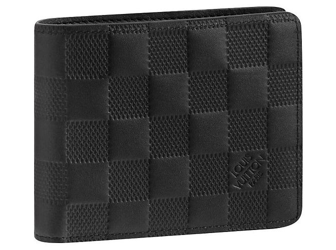 Louis Vuitton Damier Infini Slender Geldbörse Schwarz Leder