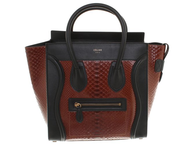 Céline Luggage Micro Leder in Braun Exotisches Leder  ref.219922